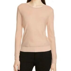THEORY Silk Bias Long-Sleeve Crewneck Top